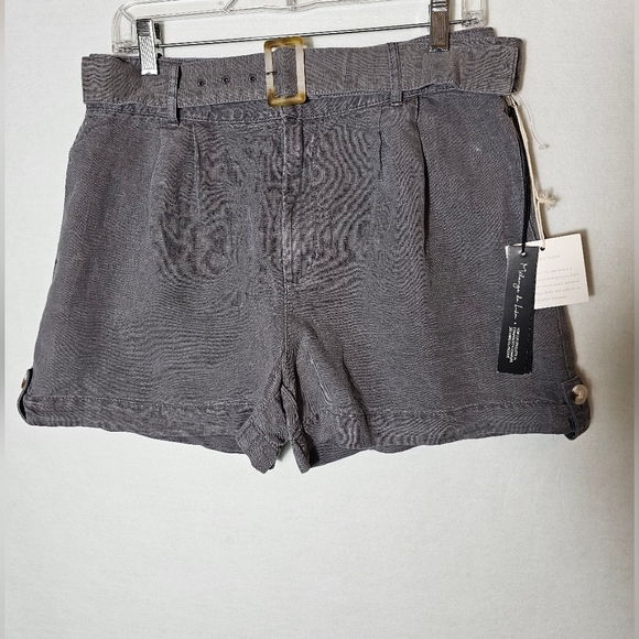 Nicole Miller Vintage Look Linen Blend Gray Shorts Women's Size 10 NWT - Picture 2 of 11